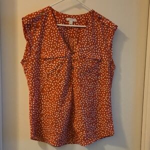 New York & Company Red Button-Front Blouse